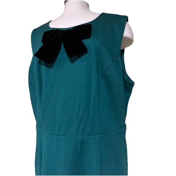 Holiday Sleeveless Green Black Bow Dress Coquette Draper James Pockets New - Picture 5 of 14